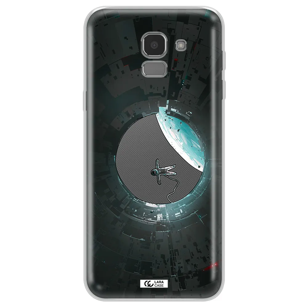 a astronaut in a space station Samsung J6 Clear TPU Case