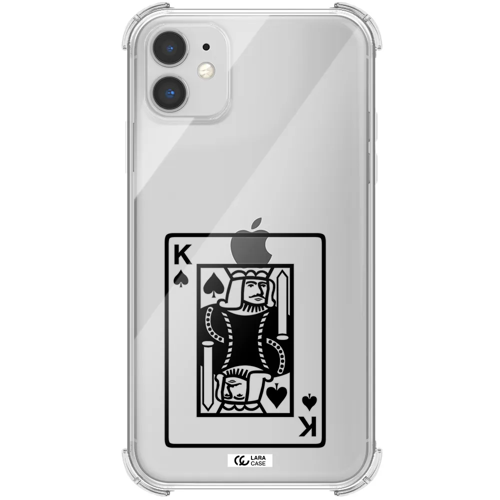 a black and white card with a man in a crown Apple iPhone 11 Clear PC Case