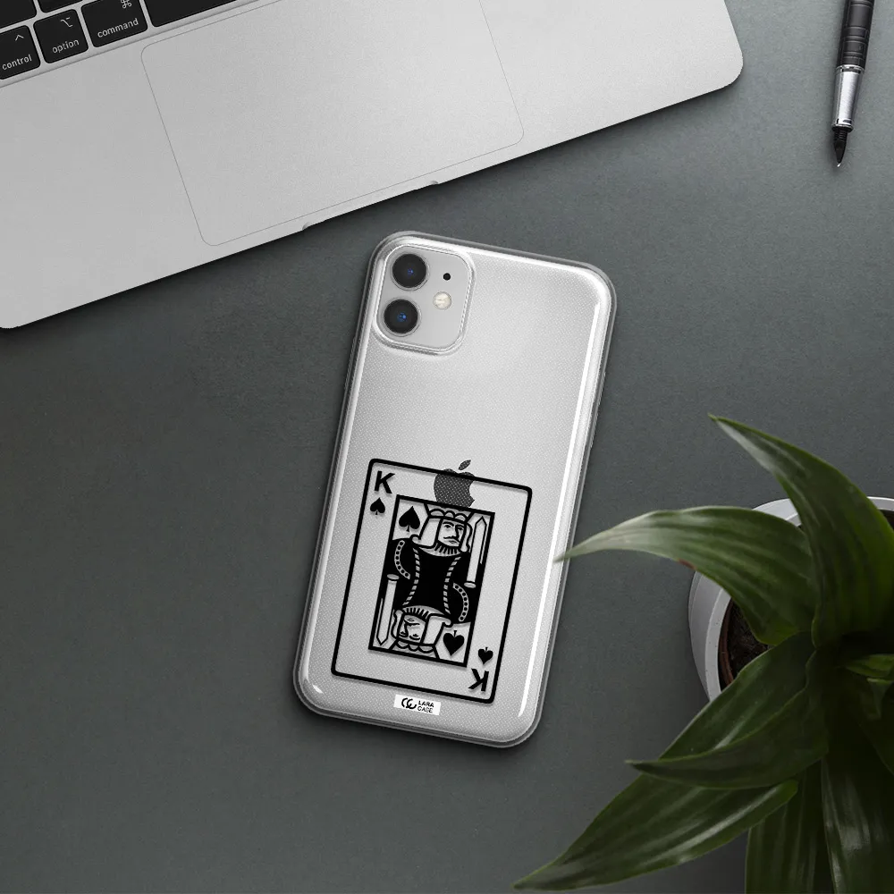 a black and white card with a man in a crown Apple iPhone 11 Clear TPU Case