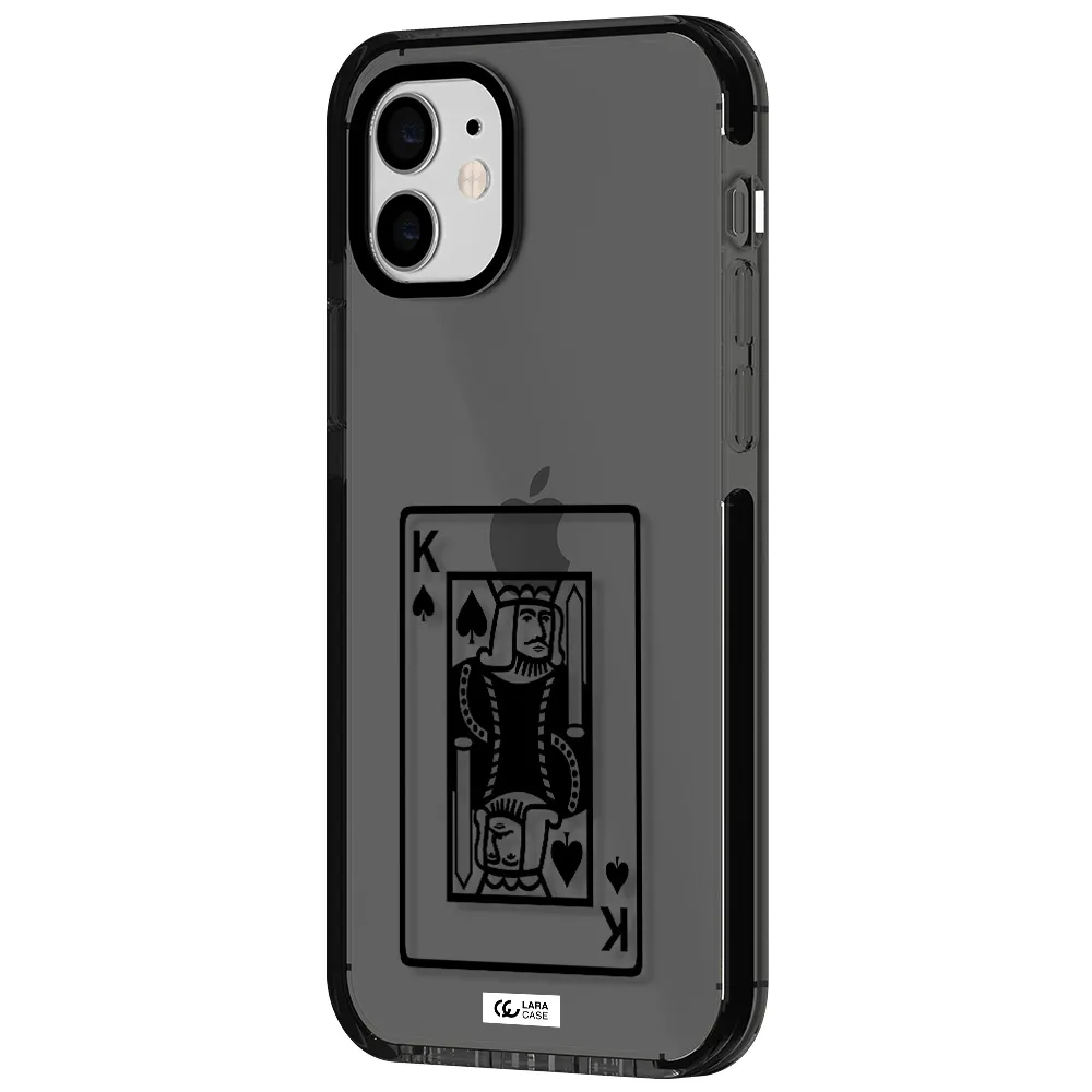 a black and white card with a man in a crown Apple iPhone 11 impact Smoke Black Case