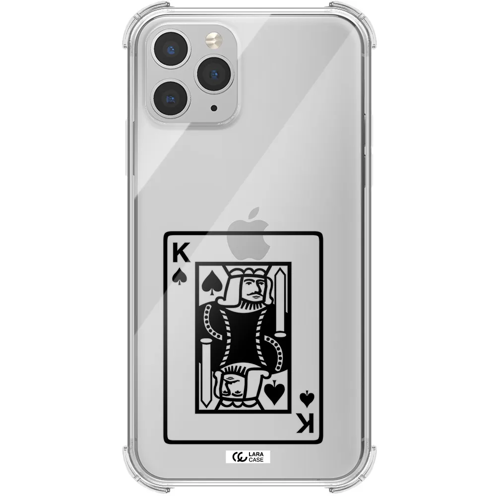 a black and white card with a man in a crown Apple iPhone 11 pro Clear PC Case