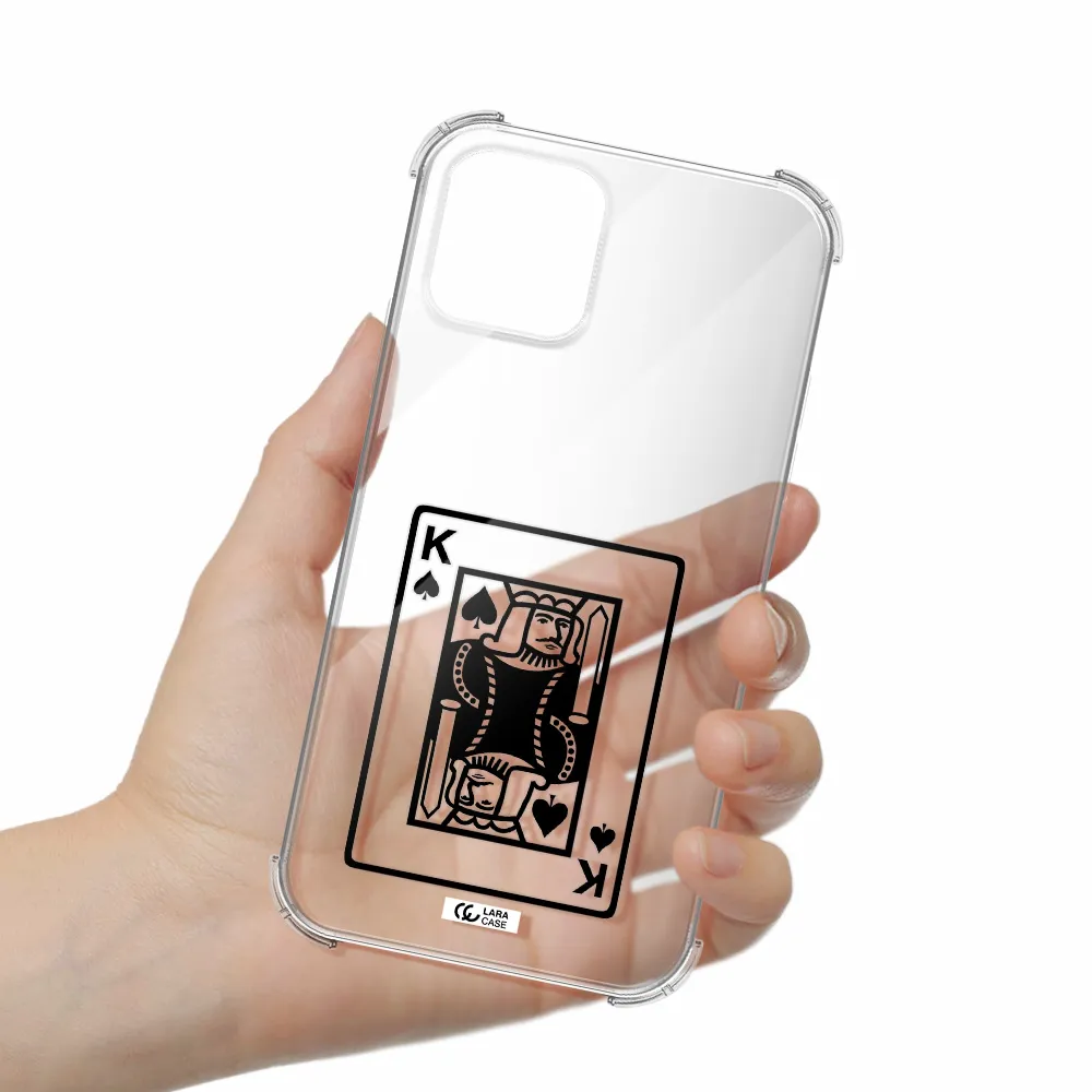 a black and white card with a man in a crown Apple iPhone 11 pro Clear PC Case