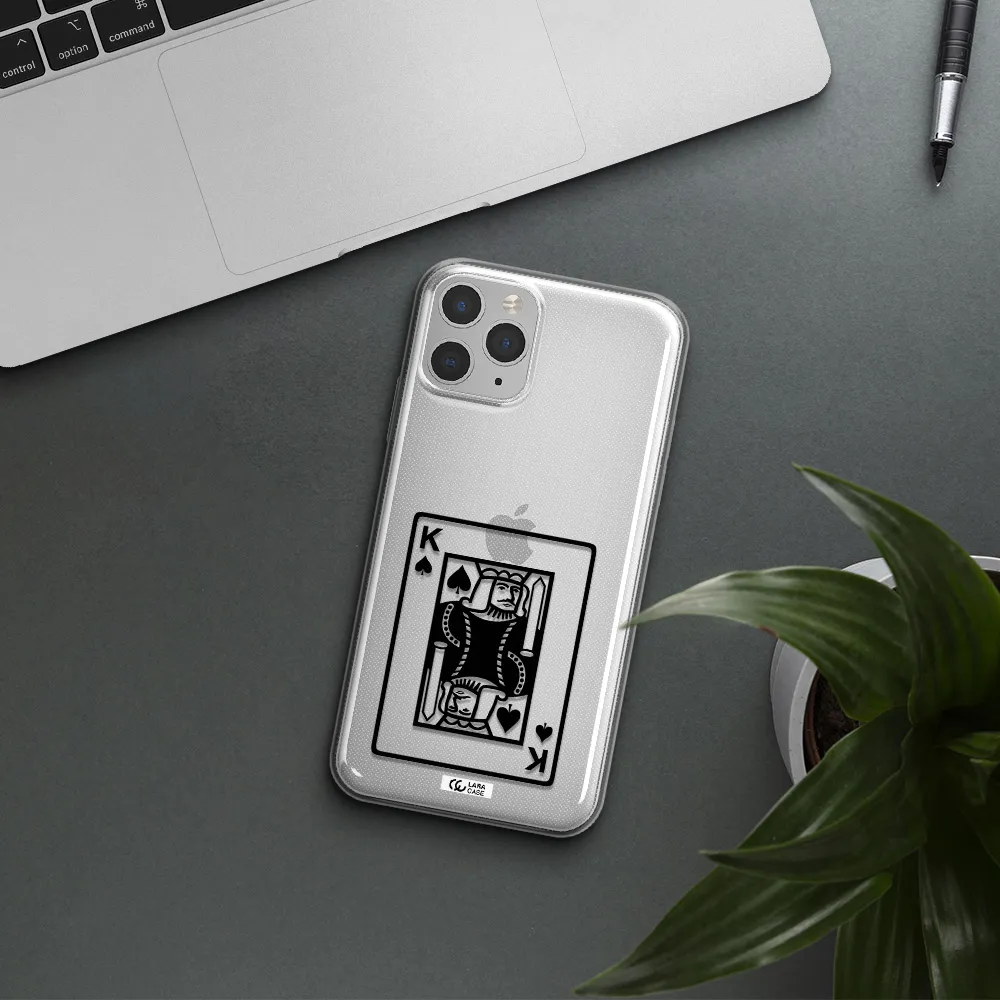 a black and white card with a man in a crown Apple iPhone 11 pro max Clear TPU Case
