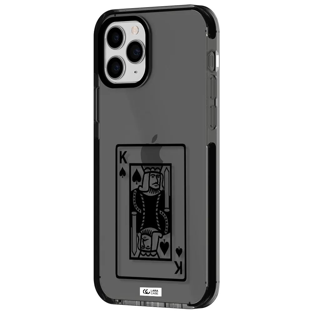 a black and white card with a man in a crown Apple iPhone 11 pro max impact Smoke Black Case