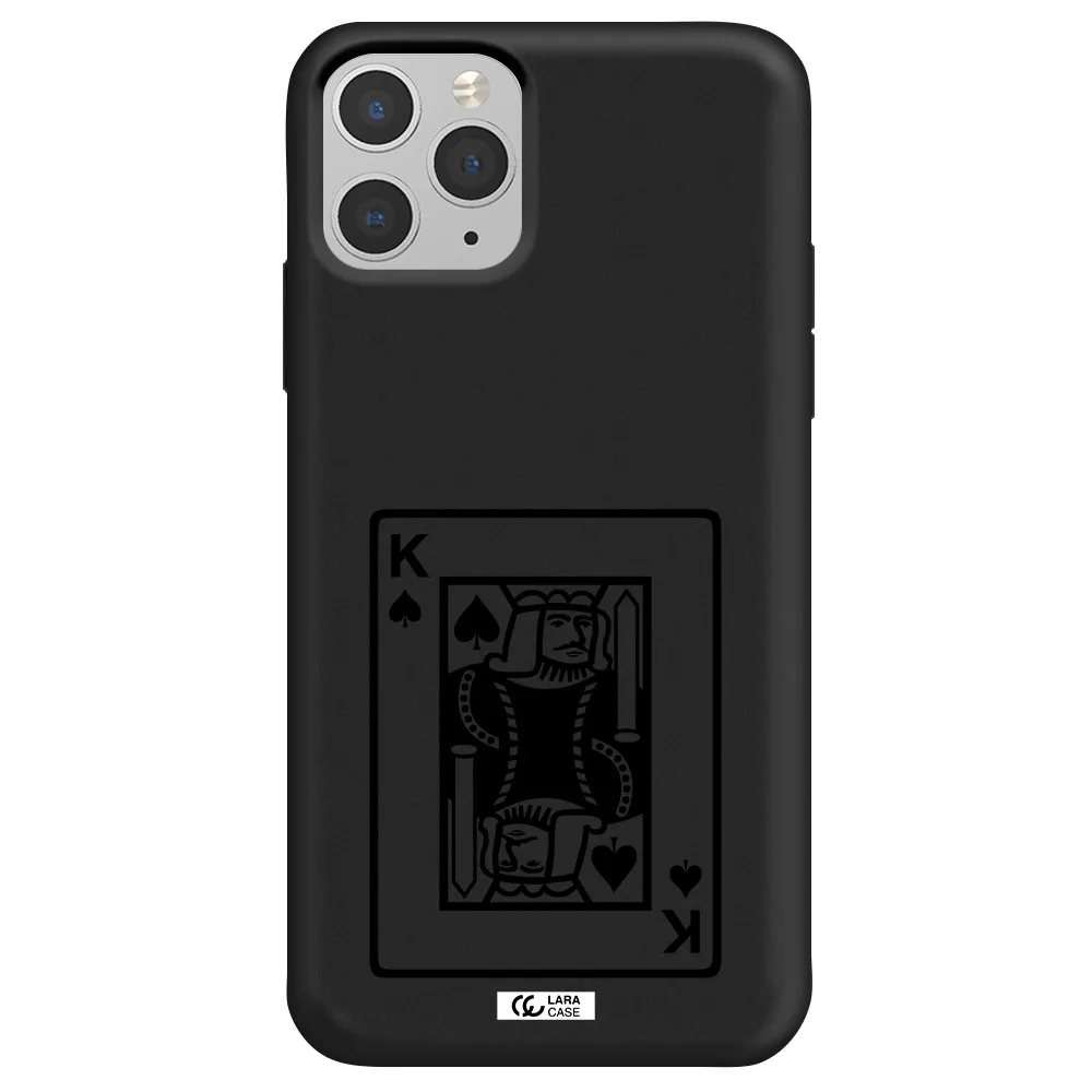 a black and white card with a man in a crown Apple iPhone 11 pro max Silicone black Case