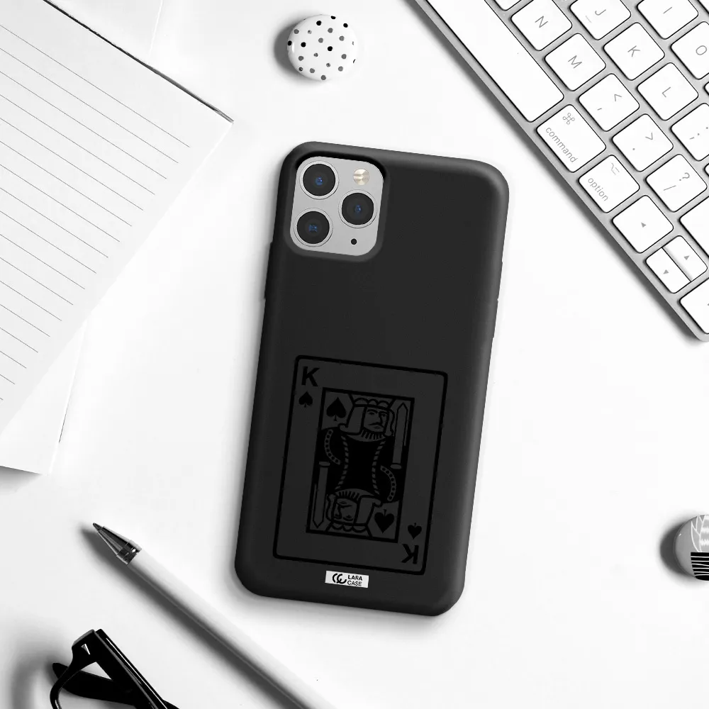 a black and white card with a man in a crown Apple iPhone 11 pro max Silicone black Case