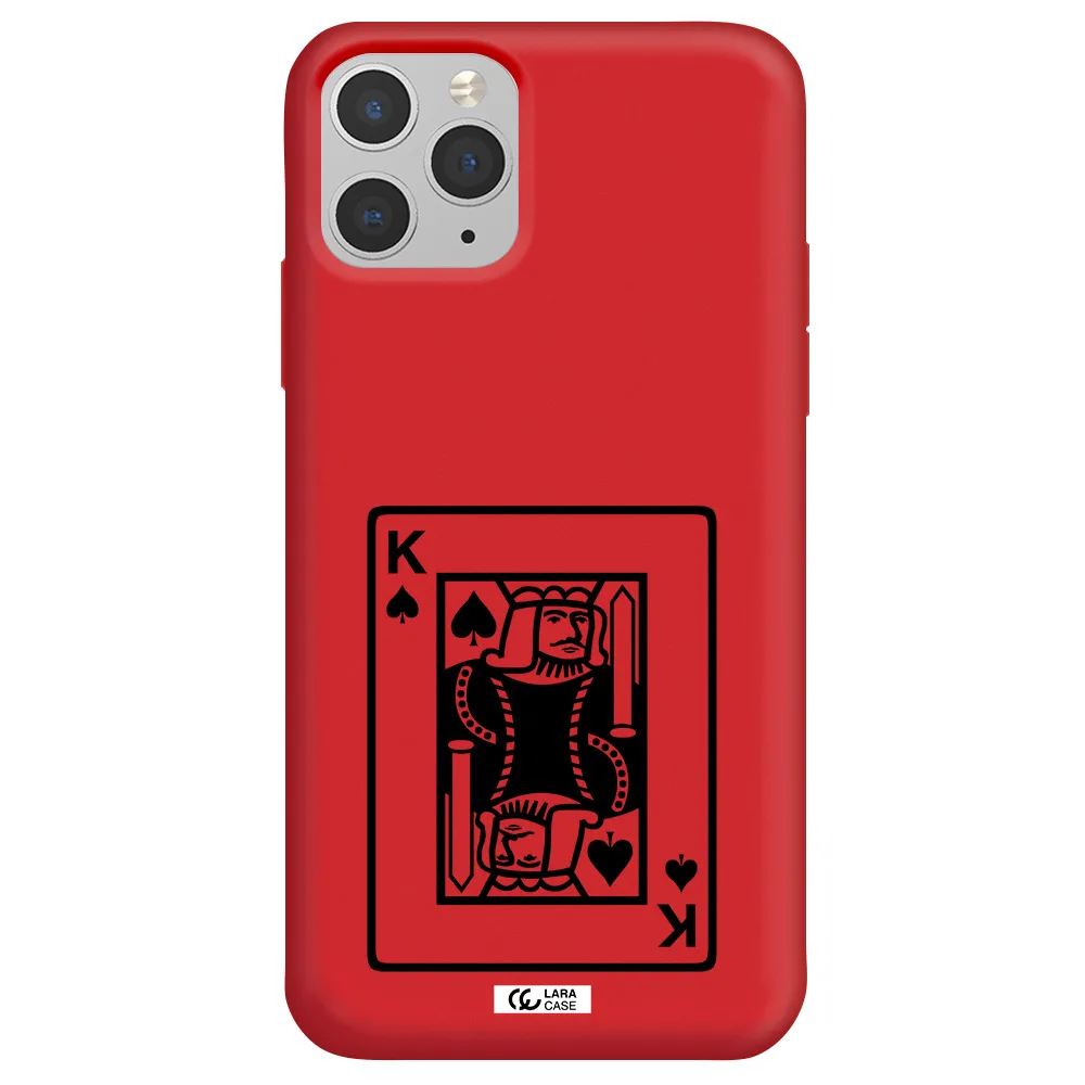 a black and white card with a man in a crown Apple iPhone 11 pro max Silicone Imperial Red Case