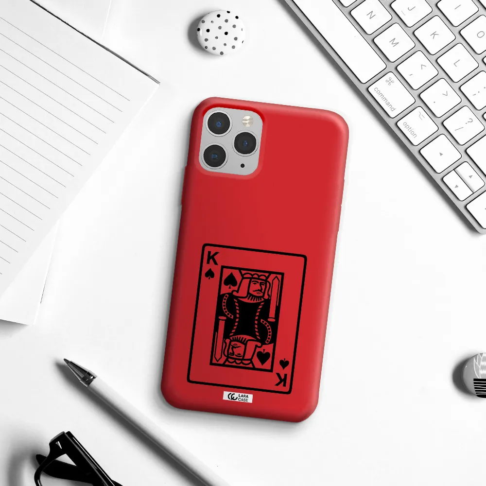 a black and white card with a man in a crown Apple iPhone 11 pro max Silicone Imperial Red Case