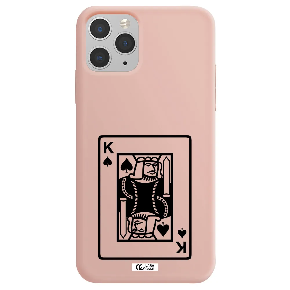 a black and white card with a man in a crown Apple iPhone 11 pro max Silicone pastel pink Case