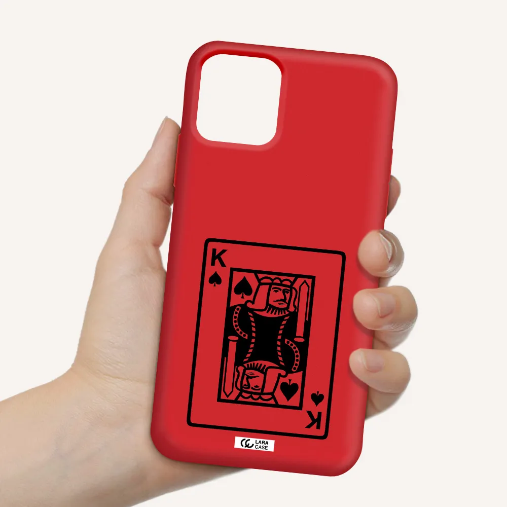 a black and white card with a man in a crown Apple iPhone 11 pro Silicone Imperial Red Case