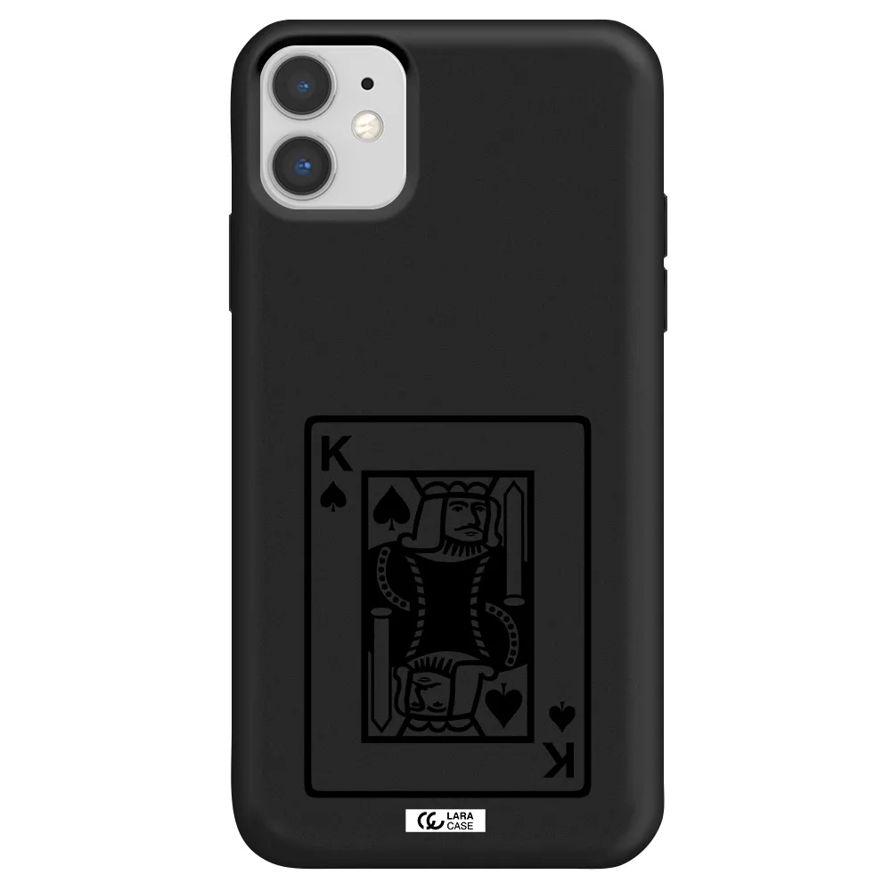 a black and white card with a man in a crown Apple iPhone 11 Silicone black Case