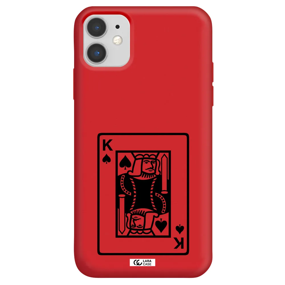 a black and white card with a man in a crown Apple iPhone 11 Silicone Imperial Red Case