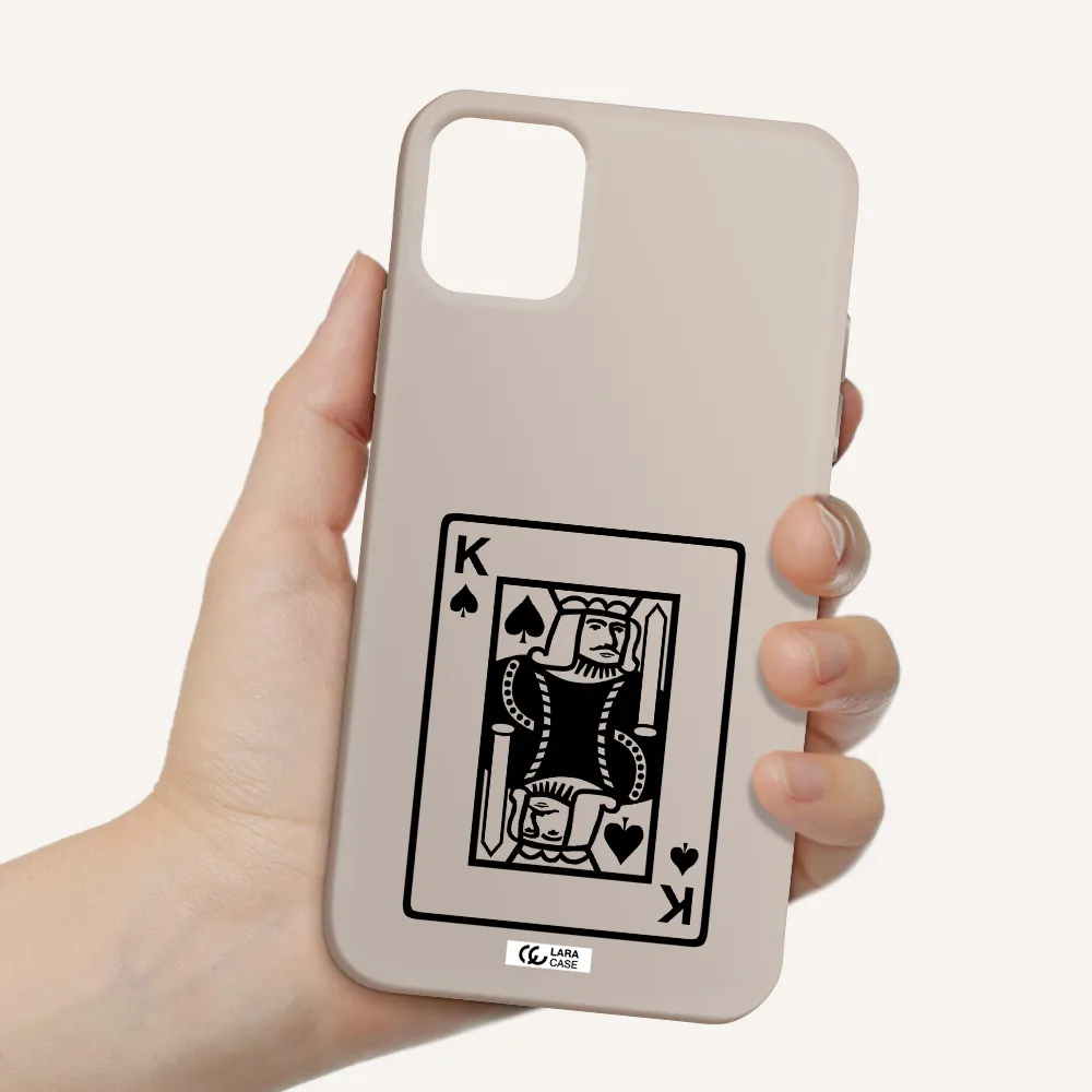 a black and white card with a man in a crown Apple iPhone 11 Silicone Stone Case