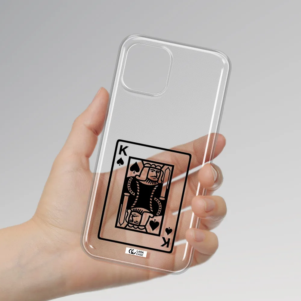 a black and white card with a man in a crown Apple iPhone 12 Clear TPU Case