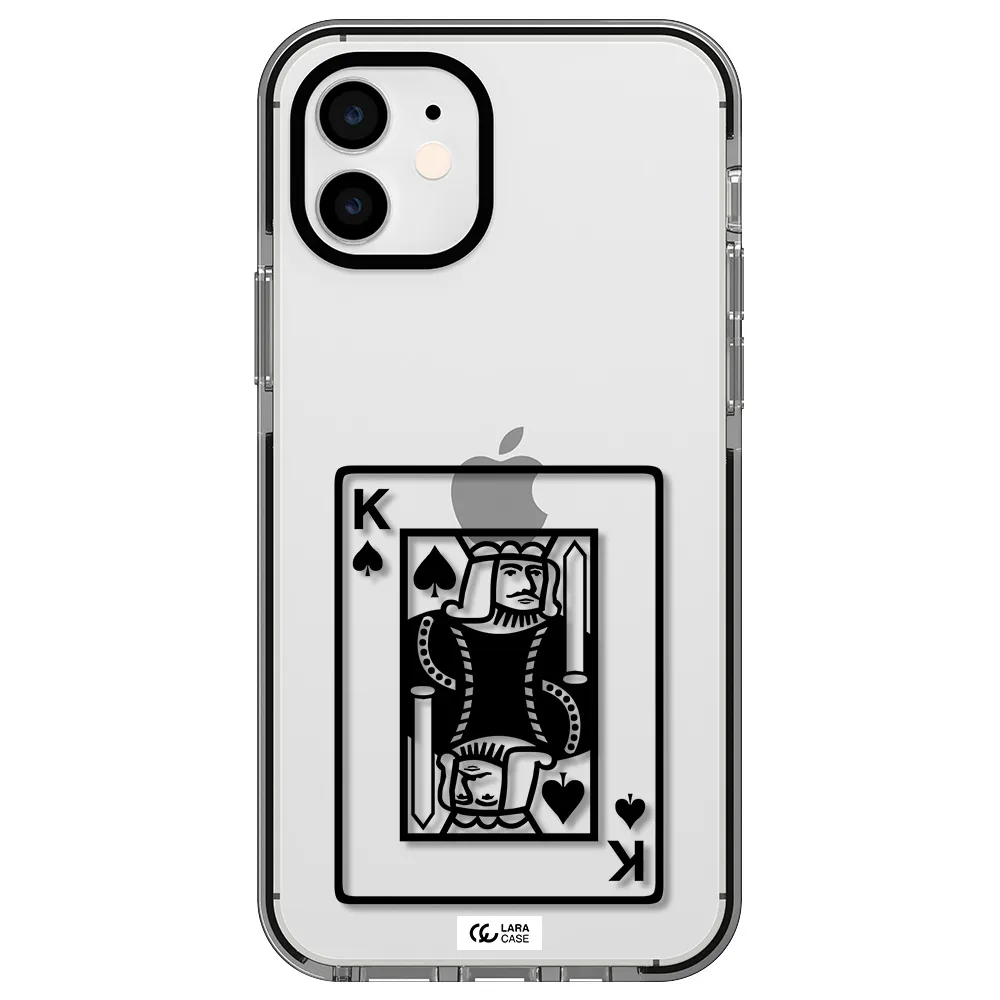 a black and white card with a man in a crown Apple iPhone 12 impact black border Case