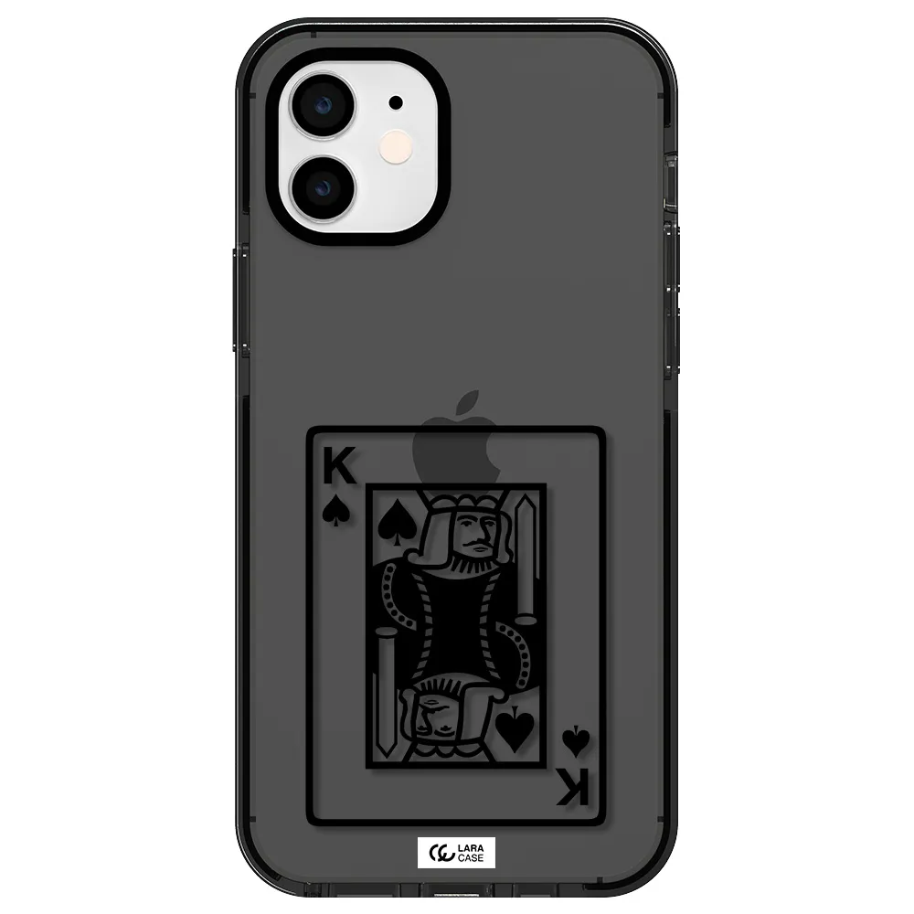 a black and white card with a man in a crown Apple iPhone 12 impact Smoke Black Case