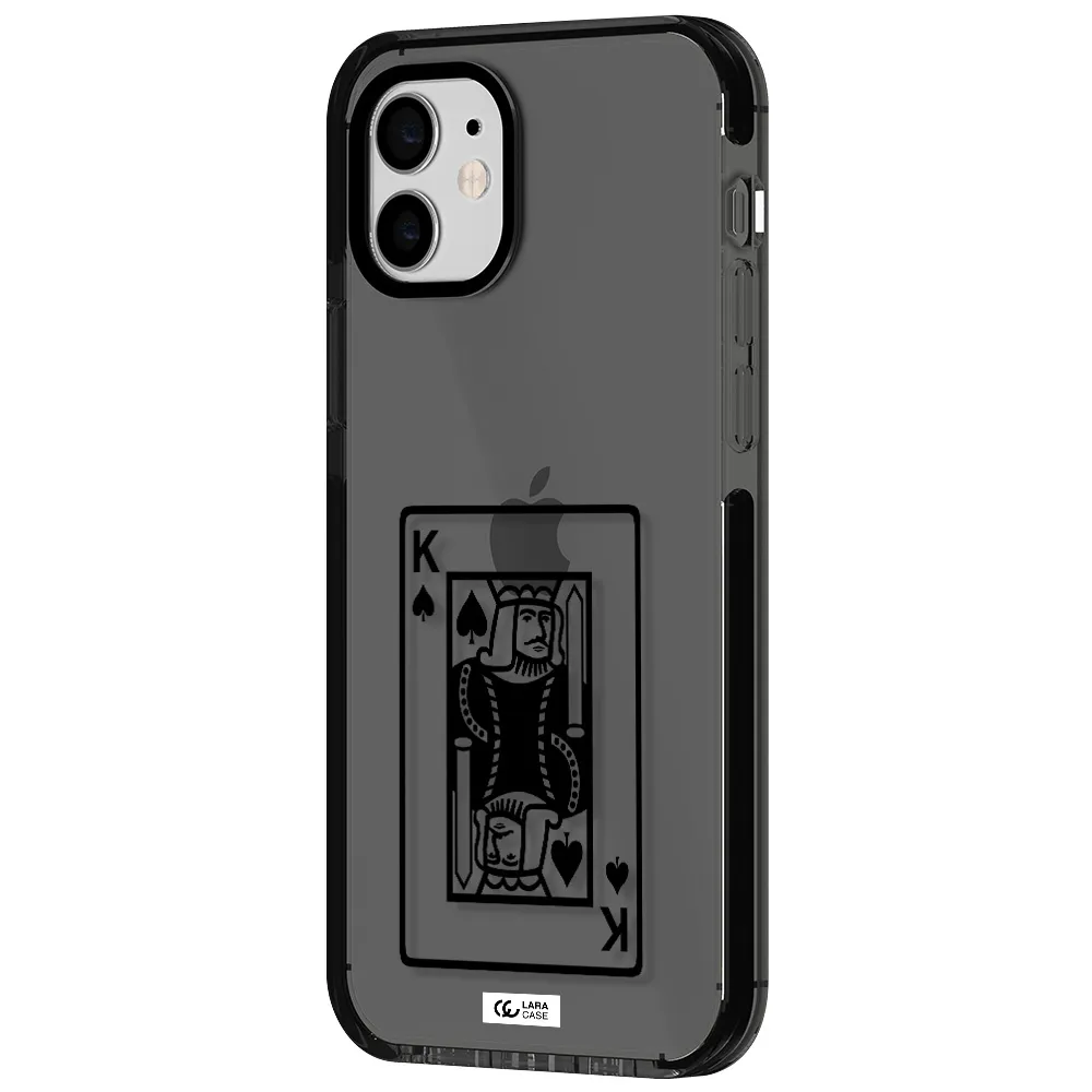 a black and white card with a man in a crown Apple iPhone 12 impact Smoke Black Case