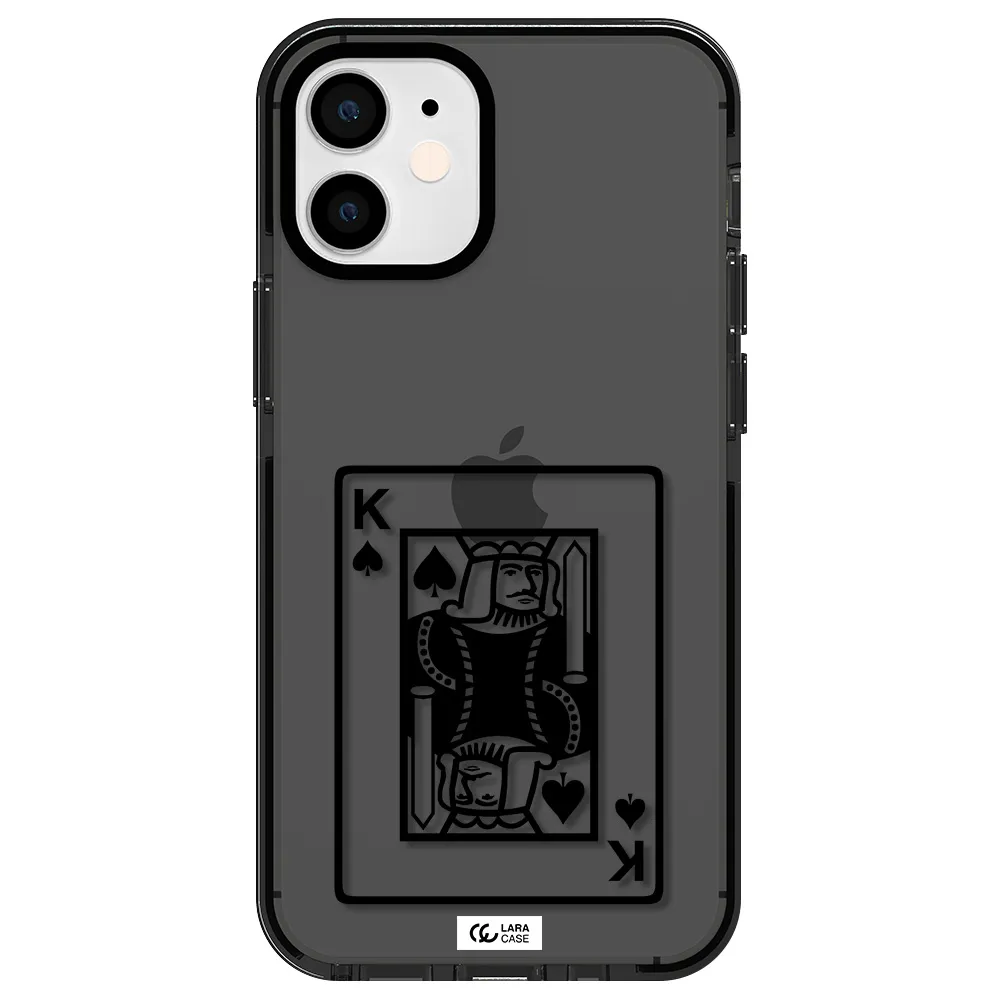 a black and white card with a man in a crown Apple iPhone 12 mini impact Smoke Black Case