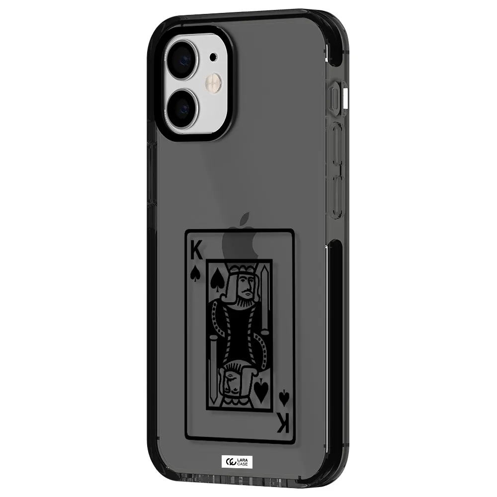 a black and white card with a man in a crown Apple iPhone 12 mini impact Smoke Black Case