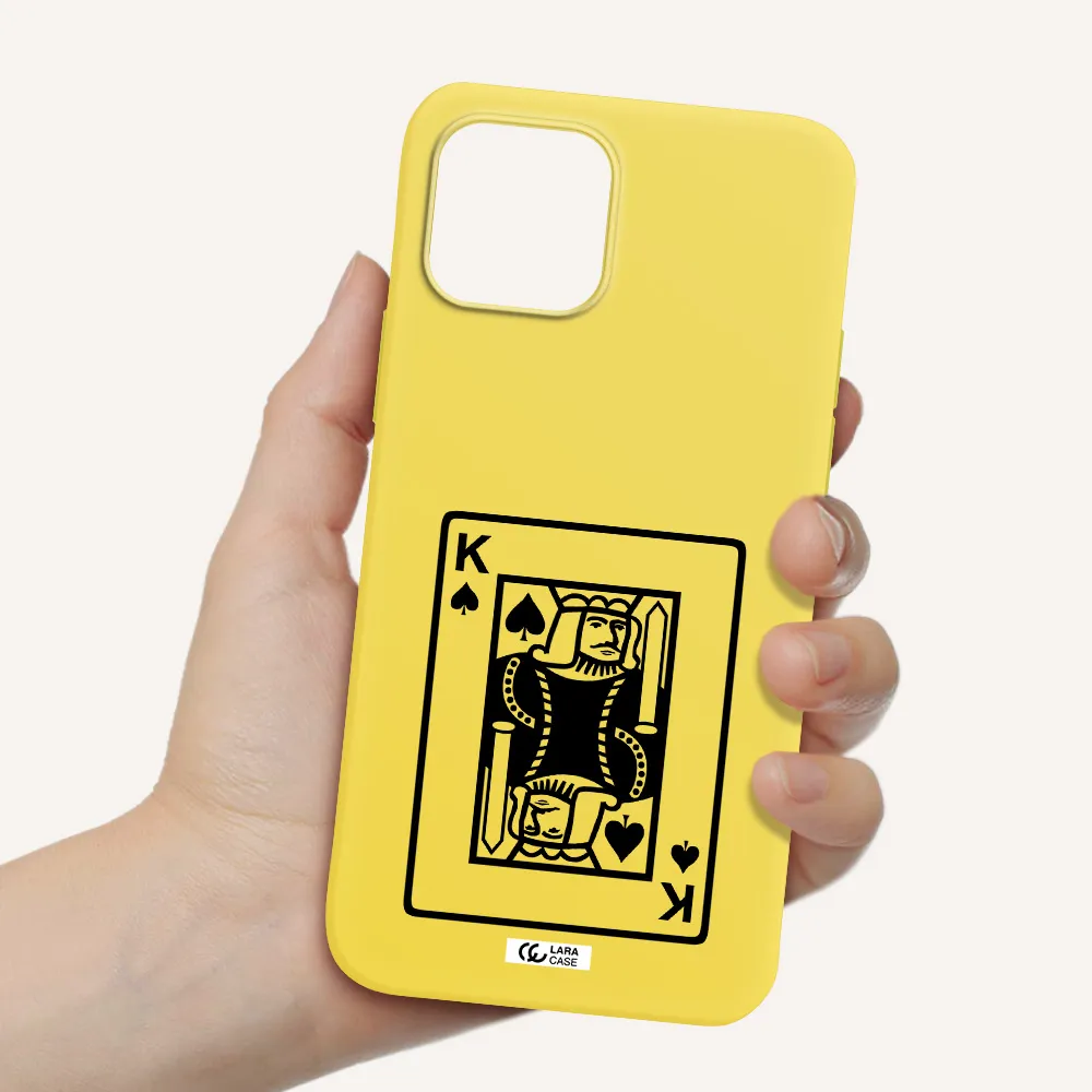 a black and white card with a man in a crown Apple iPhone 12 mini Silicone canary yellow Case