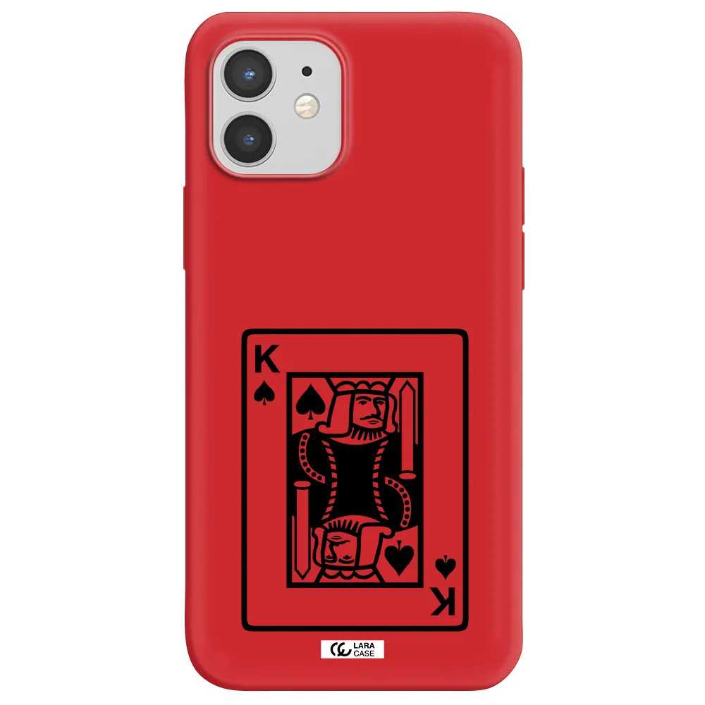 a black and white card with a man in a crown Apple iPhone 12 mini Silicone Imperial Red Case