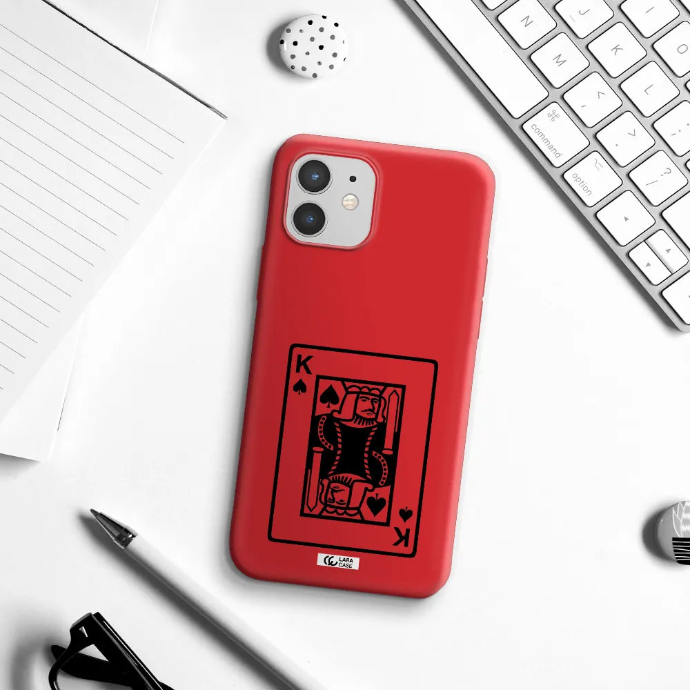 a black and white card with a man in a crown Apple iPhone 12 mini Silicone Imperial Red Case