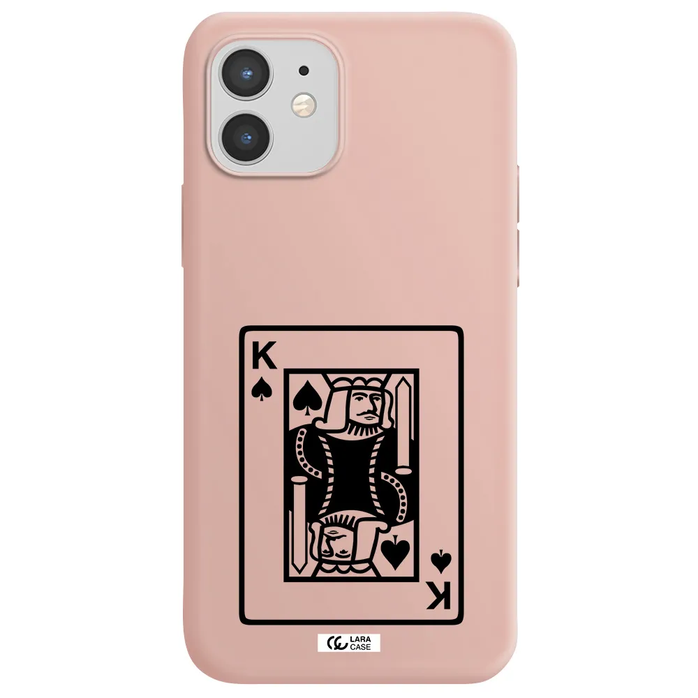 a black and white card with a man in a crown Apple iPhone 12 mini Silicone pastel pink Case