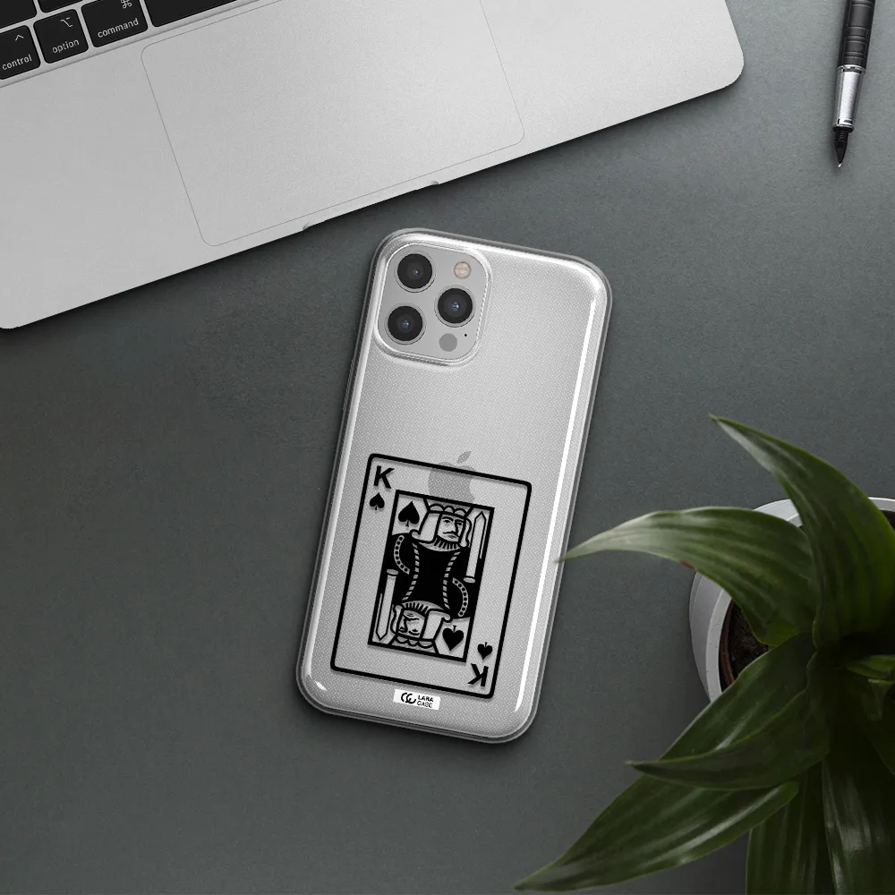 a black and white card with a man in a crown Apple iPhone 12 pro Clear TPU Case