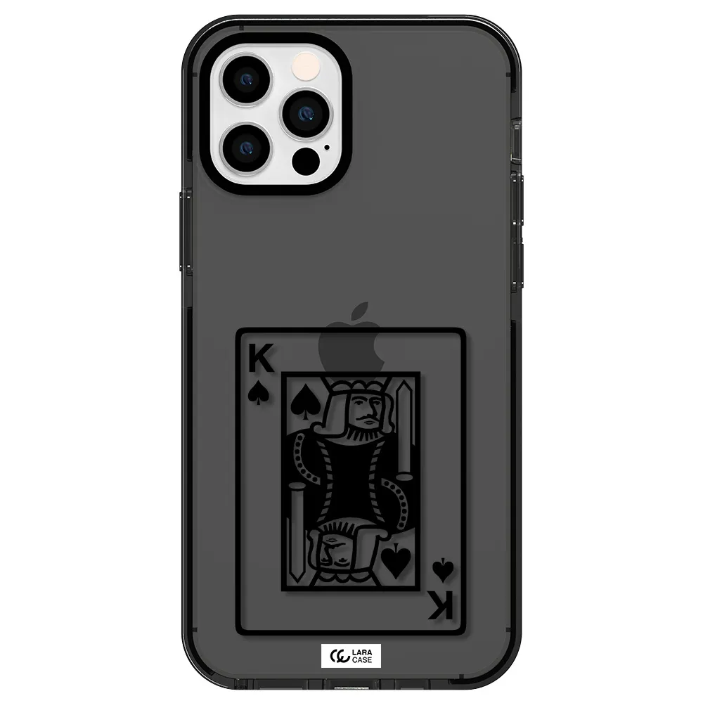 a black and white card with a man in a crown Apple iPhone 12 pro impact Smoke Black Case