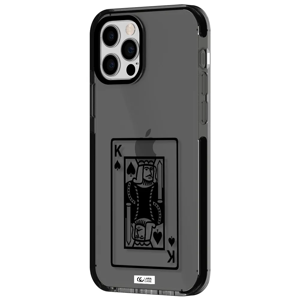 a black and white card with a man in a crown Apple iPhone 12 pro impact Smoke Black Case