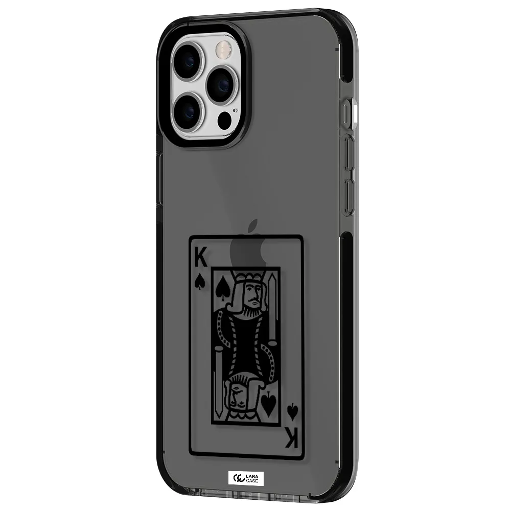 a black and white card with a man in a crown Apple iPhone 12 pro max impact Smoke Black Case