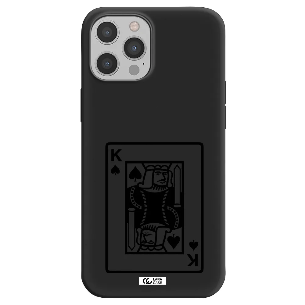 a black and white card with a man in a crown Apple iPhone 12 pro max Silicone black Case