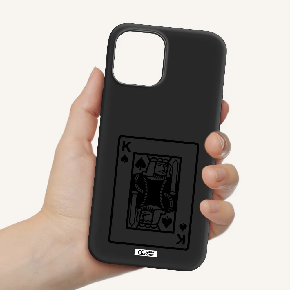 a black and white card with a man in a crown Apple iPhone 12 pro max Silicone black Case