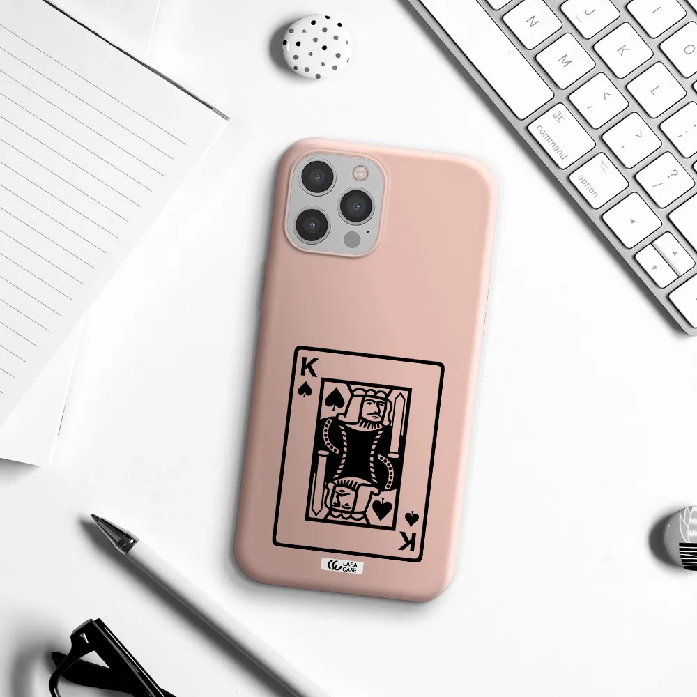 a black and white card with a man in a crown Apple iPhone 12 pro max Silicone pastel pink Case