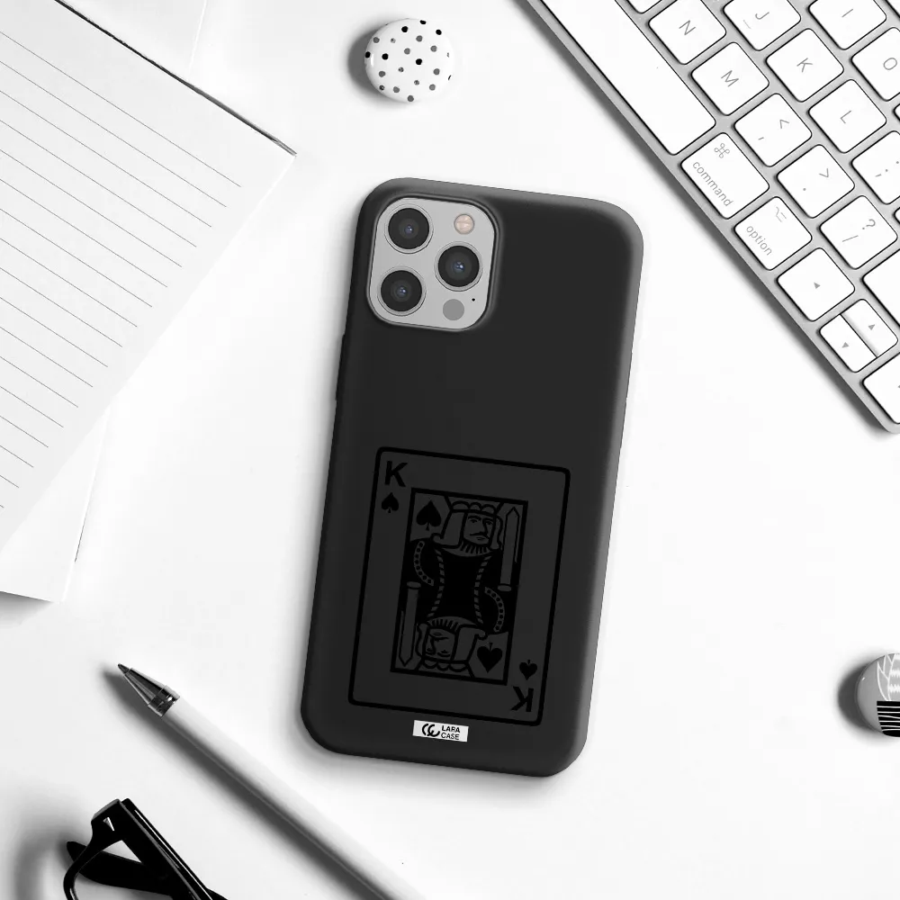 a black and white card with a man in a crown Apple iPhone 12 pro Silicone black Case