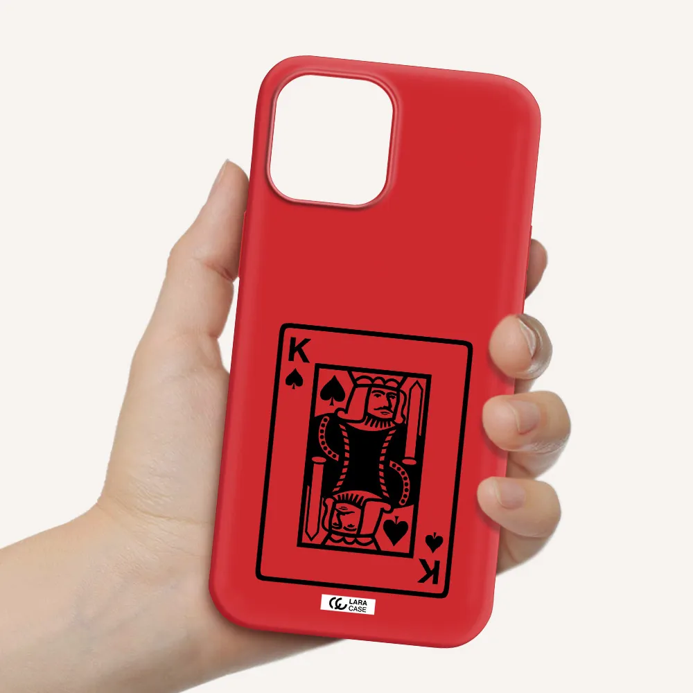 a black and white card with a man in a crown Apple iPhone 12 pro Silicone Imperial Red Case