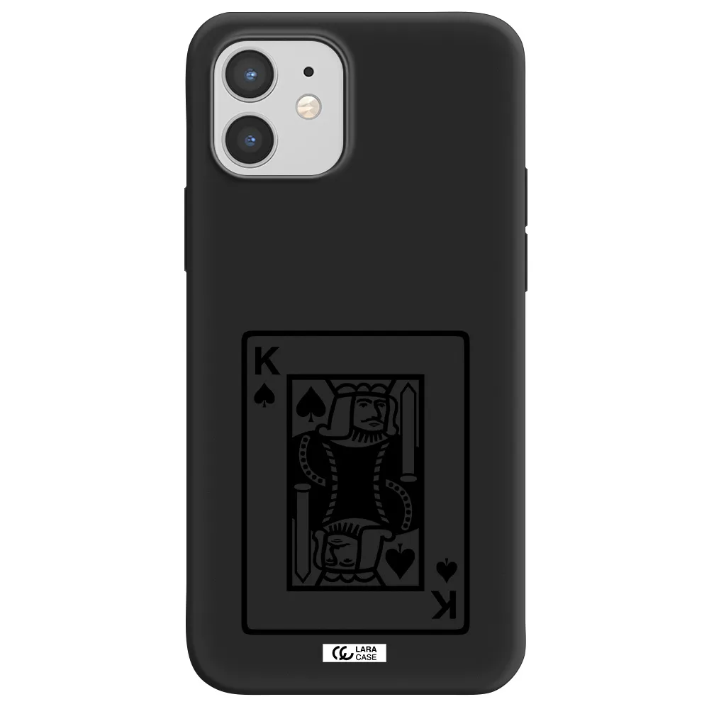 a black and white card with a man in a crown Apple iPhone 12 Silicone black Case