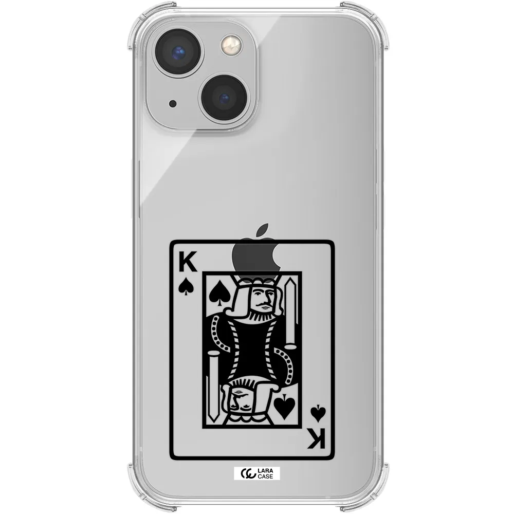 a black and white card with a man in a crown Apple iPhone 13 Clear PC Case