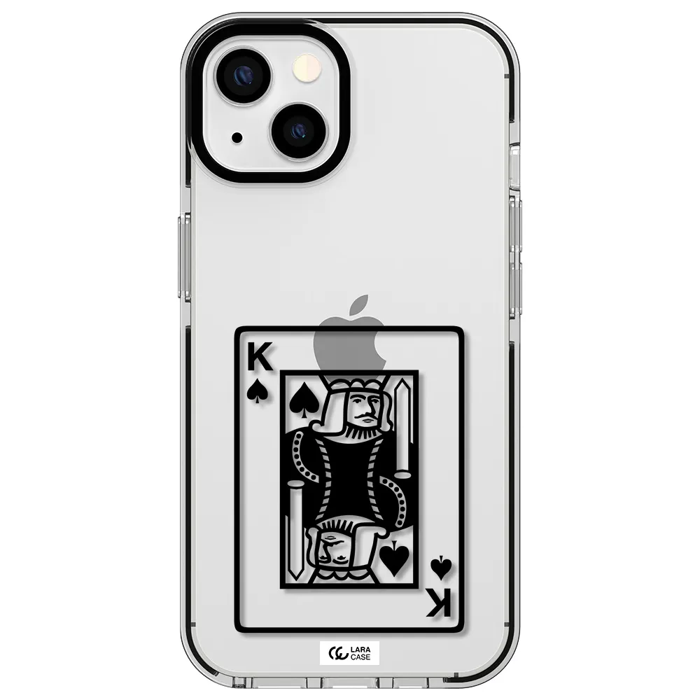 a black and white card with a man in a crown Apple iPhone 13 impact black border Case