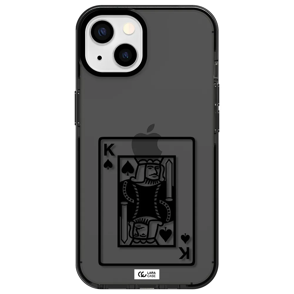 a black and white card with a man in a crown Apple iPhone 13 impact Smoke Black Case