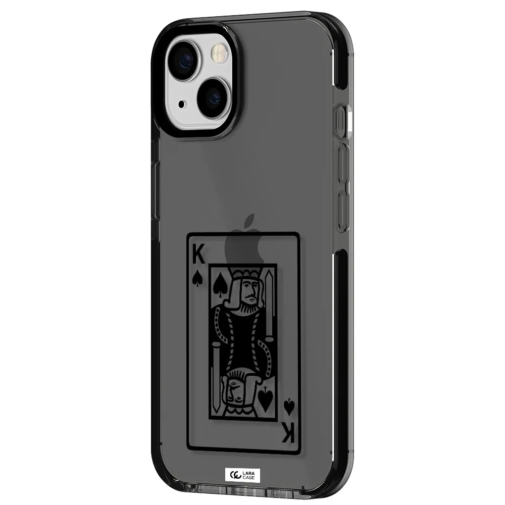a black and white card with a man in a crown Apple iPhone 13 impact Smoke Black Case