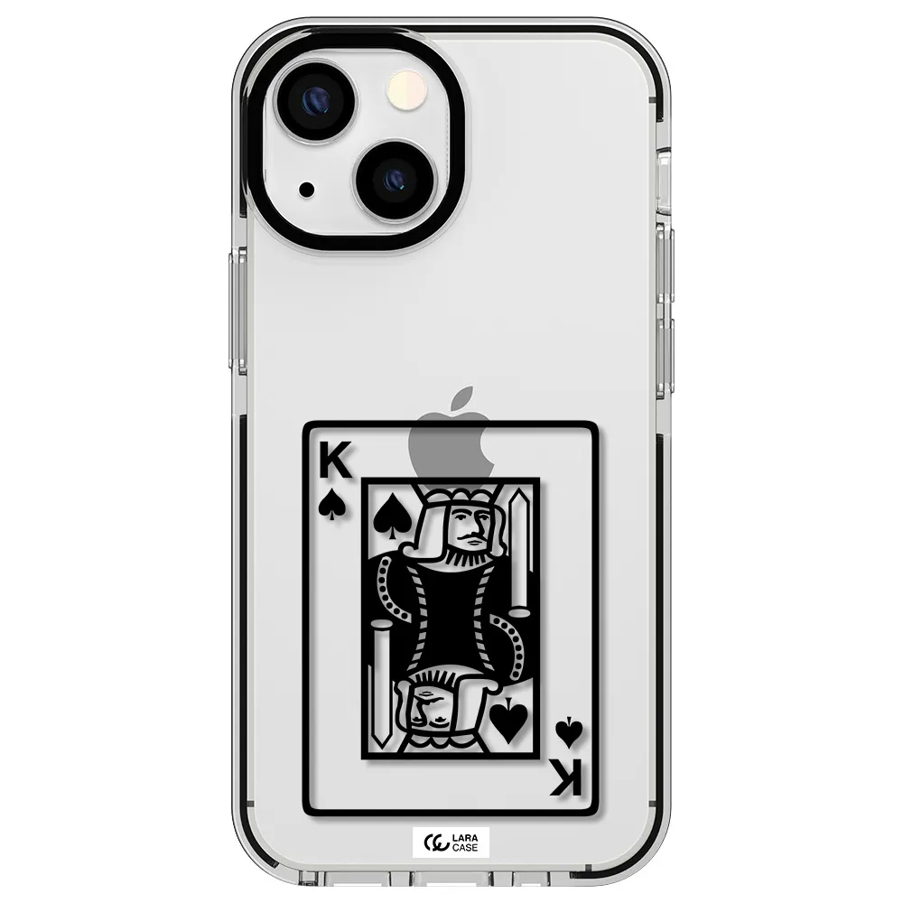 a black and white card with a man in a crown Apple iPhone 13 mini impact black border Case