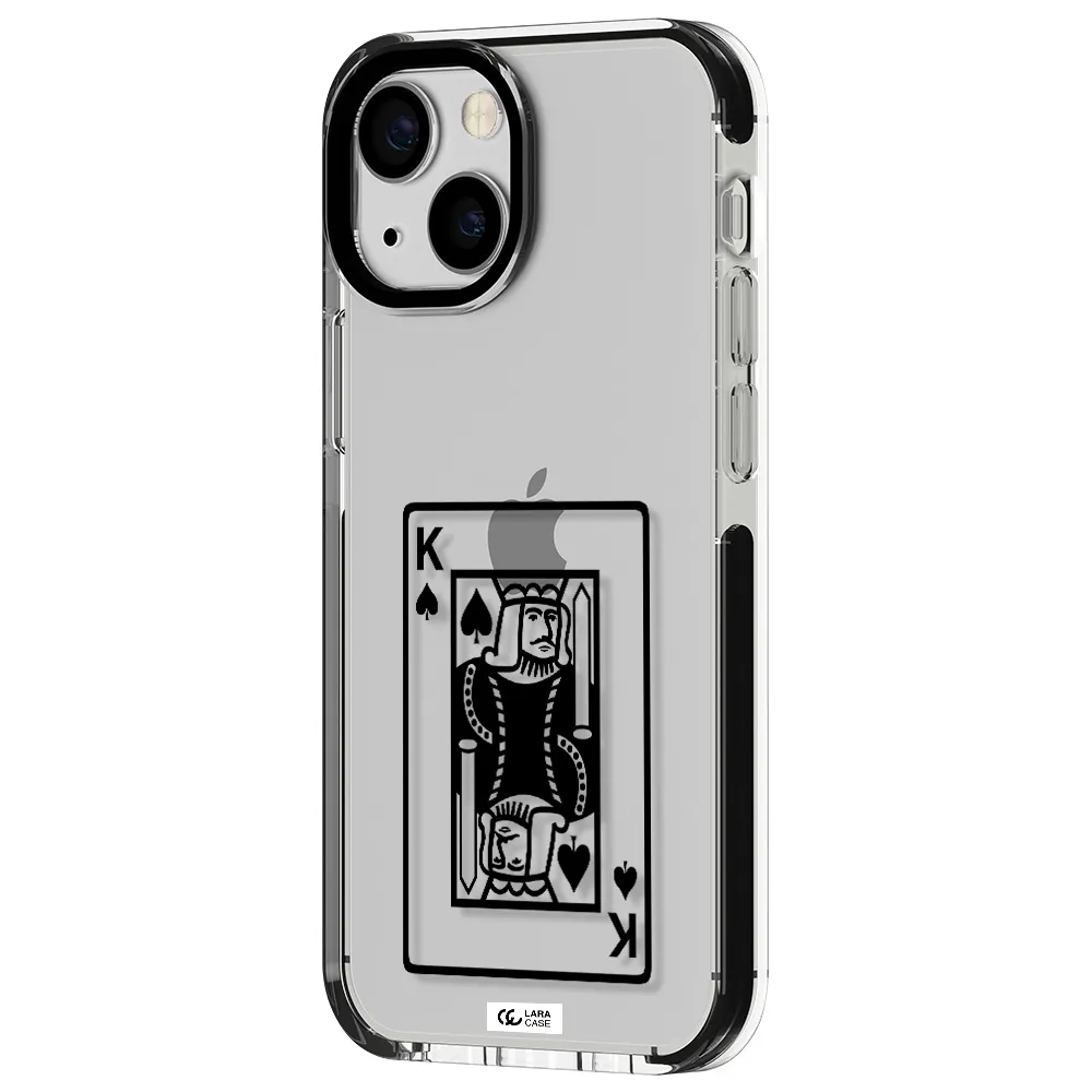 a black and white card with a man in a crown Apple iPhone 13 mini impact black border Case