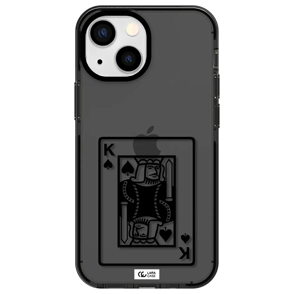 a black and white card with a man in a crown Apple iPhone 13 mini impact Smoke Black Case