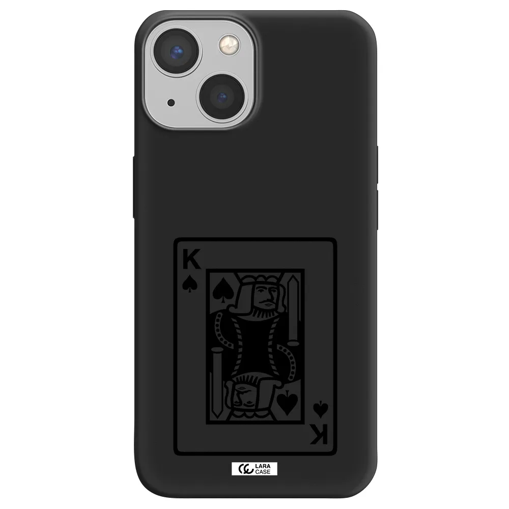 a black and white card with a man in a crown Apple iPhone 13 mini Silicone black Case