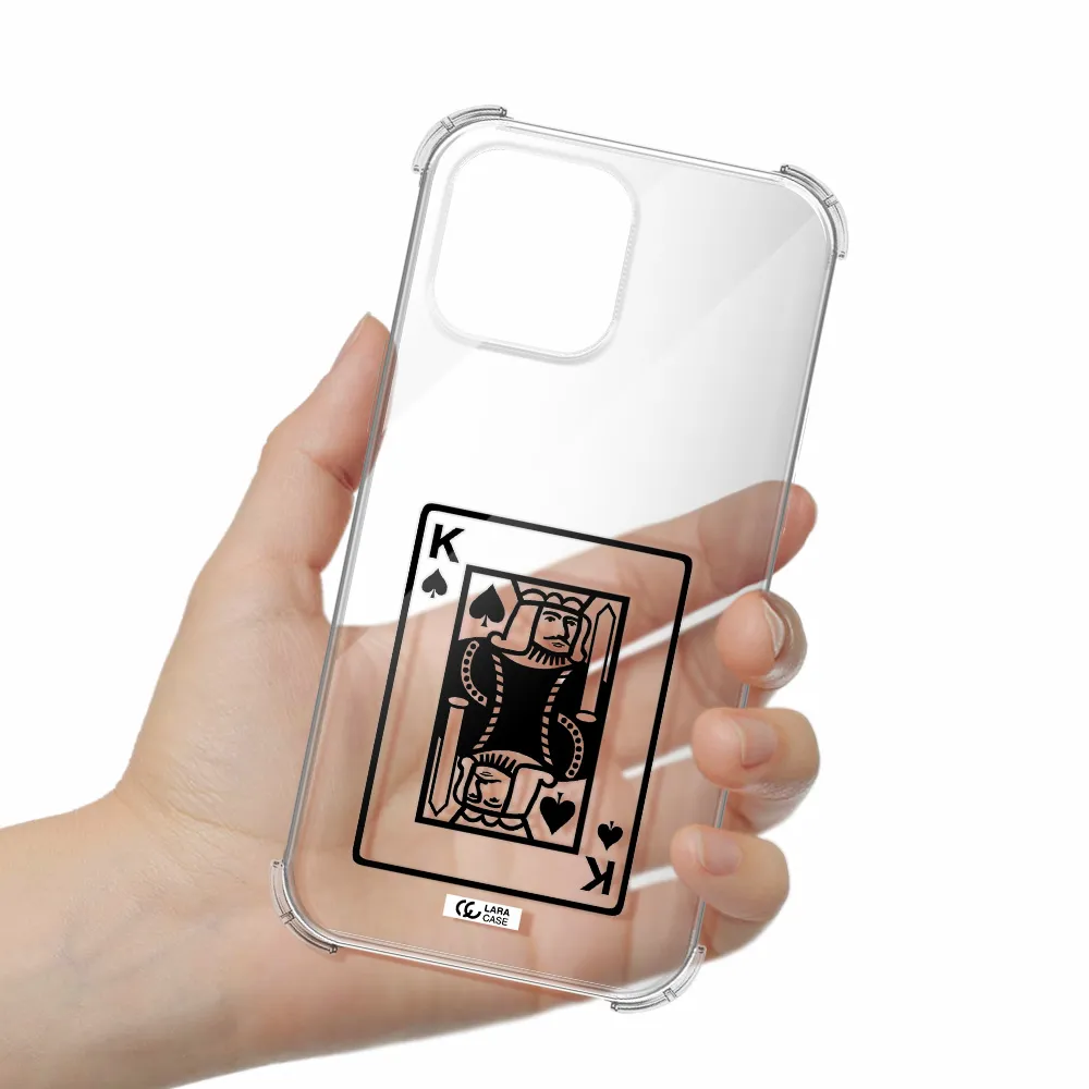 a black and white card with a man in a crown Apple iPhone 13 Pro Clear PC Case