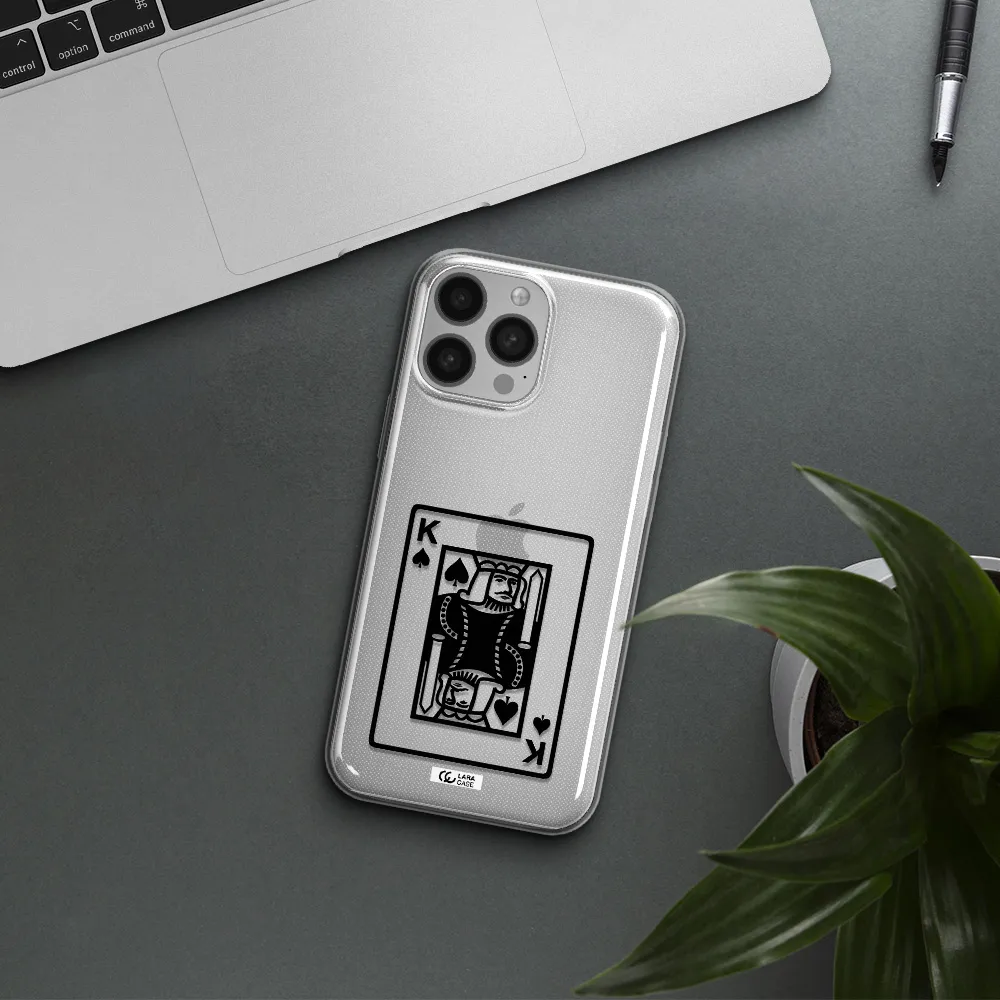 a black and white card with a man in a crown Apple iPhone 13 Pro Clear TPU Case