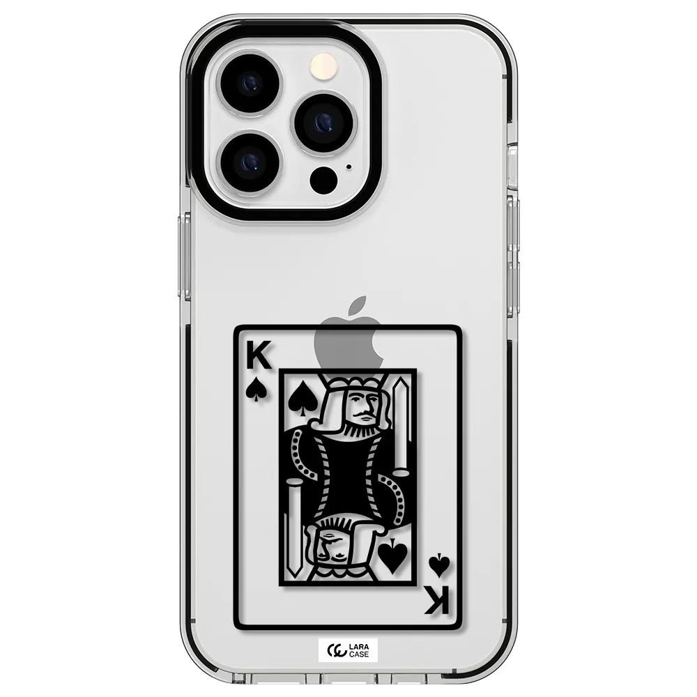 a black and white card with a man in a crown Apple iPhone 13 Pro impact black border Case