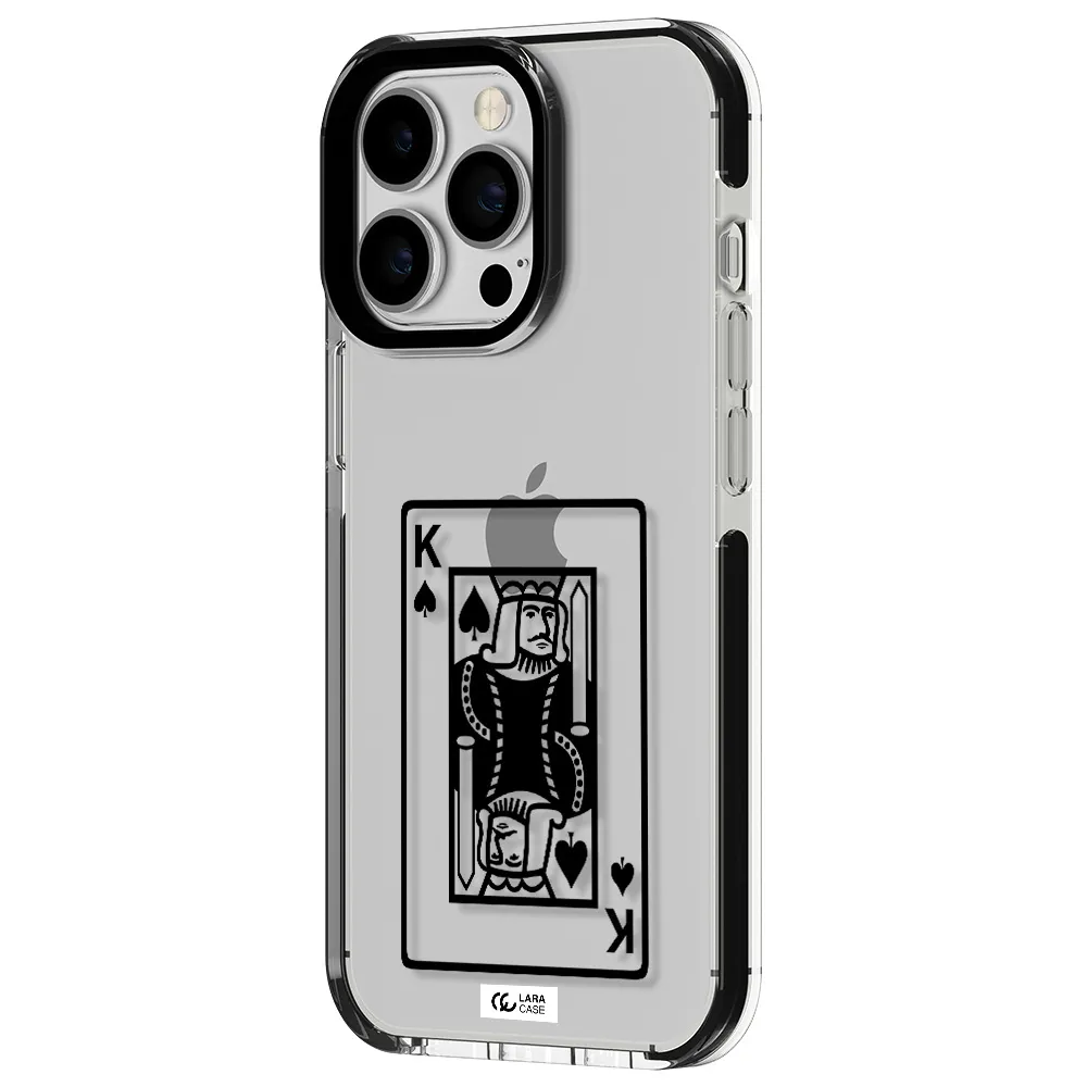 a black and white card with a man in a crown Apple iPhone 13 Pro impact black border Case