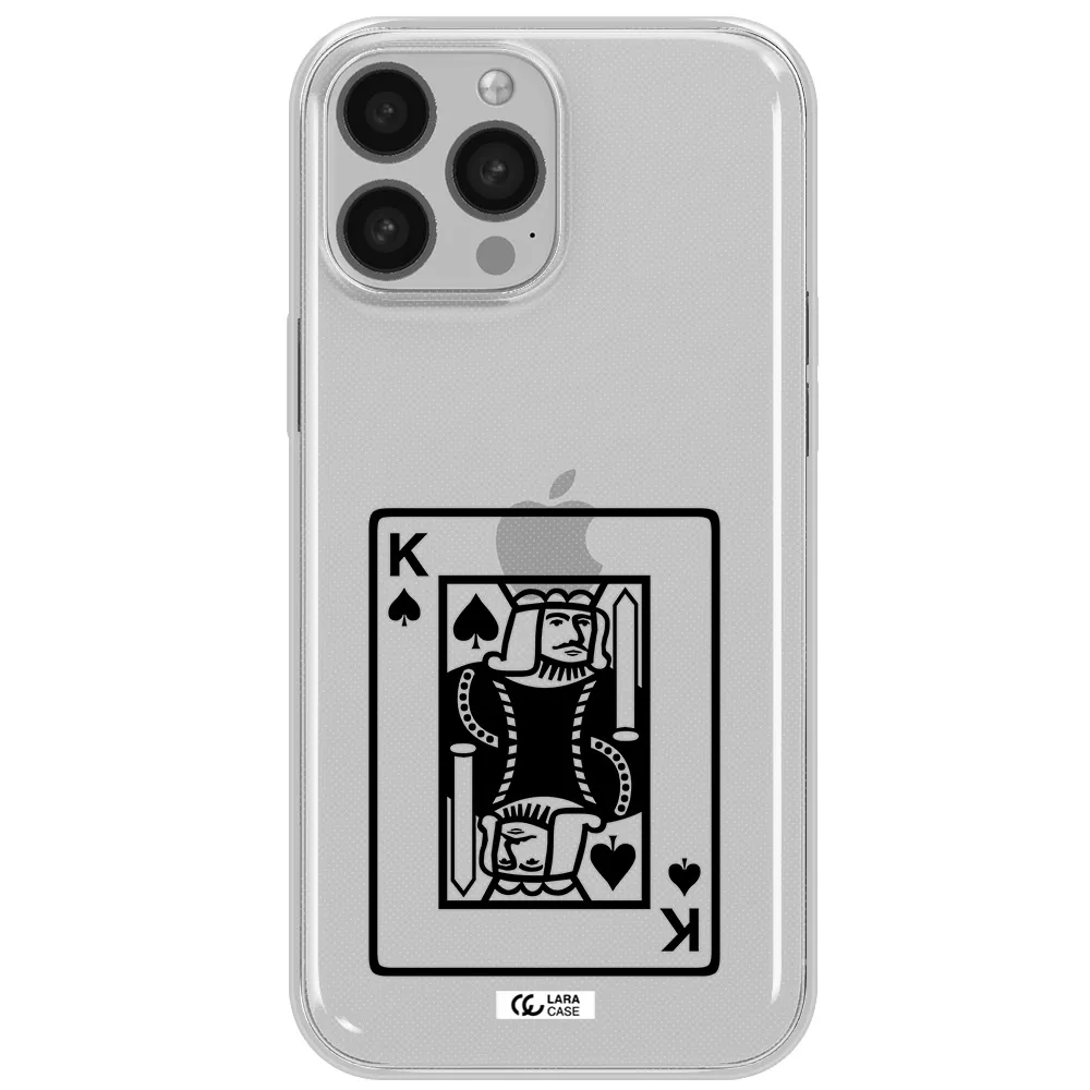 a black and white card with a man in a crown Apple iPhone 13 Pro Max Clear TPU Case